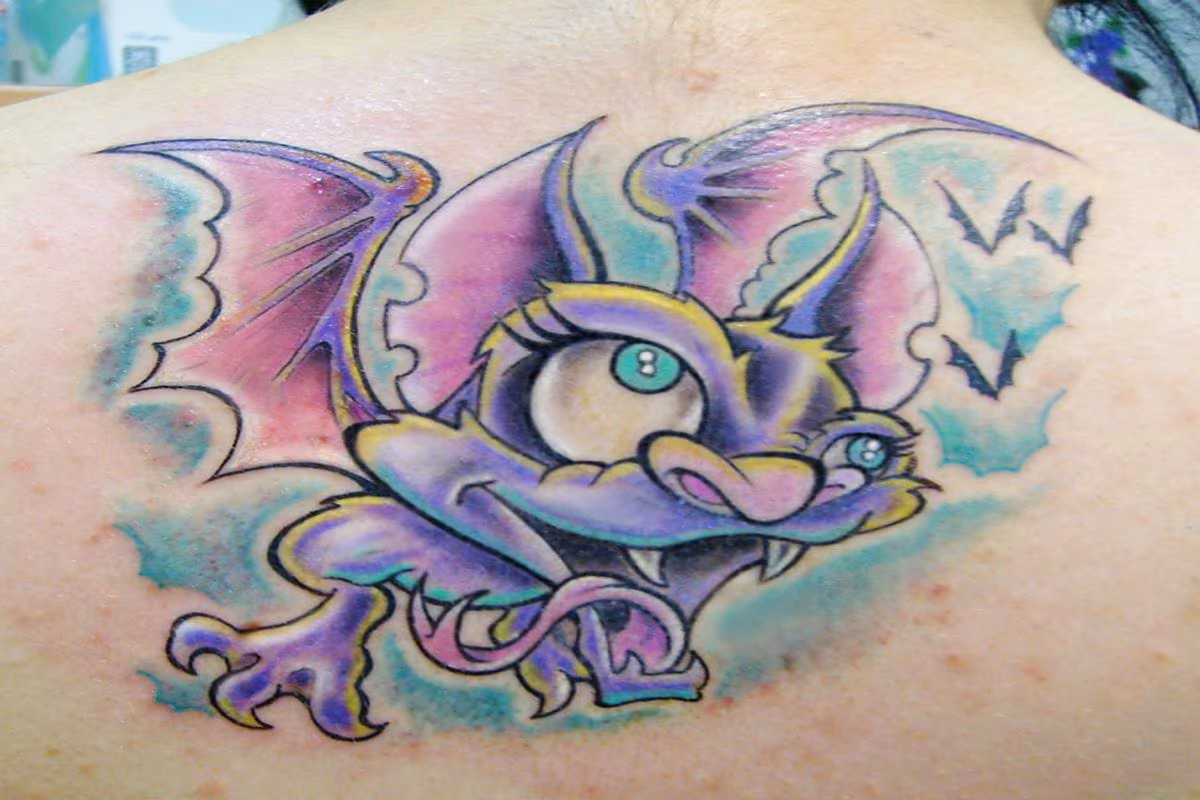 Cartoon Bat Tattoo