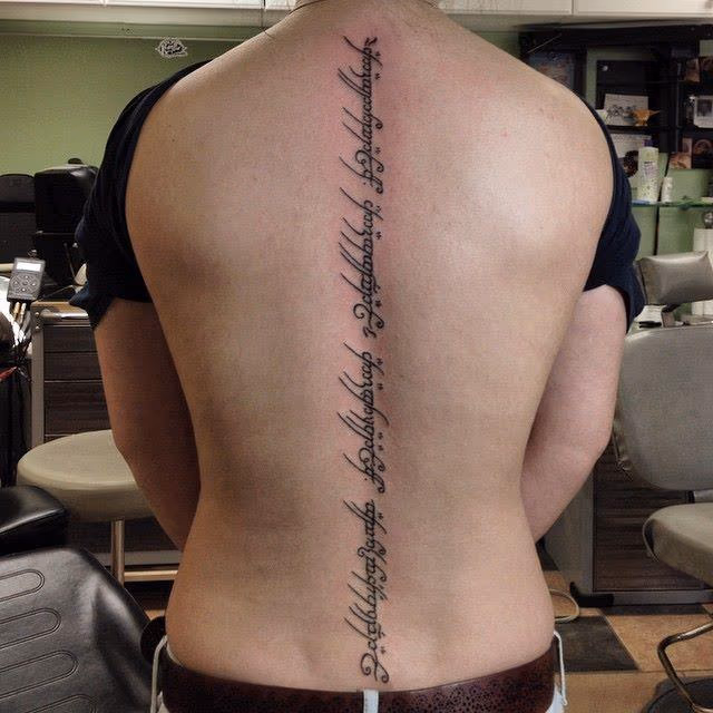 LOTR - Elvish tattoo down spine