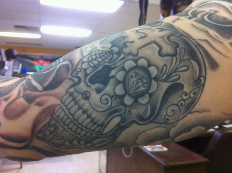 Black and Grey Sugar Skull