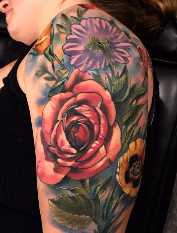 Damon Conklin Floral half Sleeve
