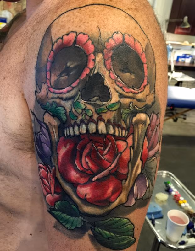 Damon Conklin skull and roses