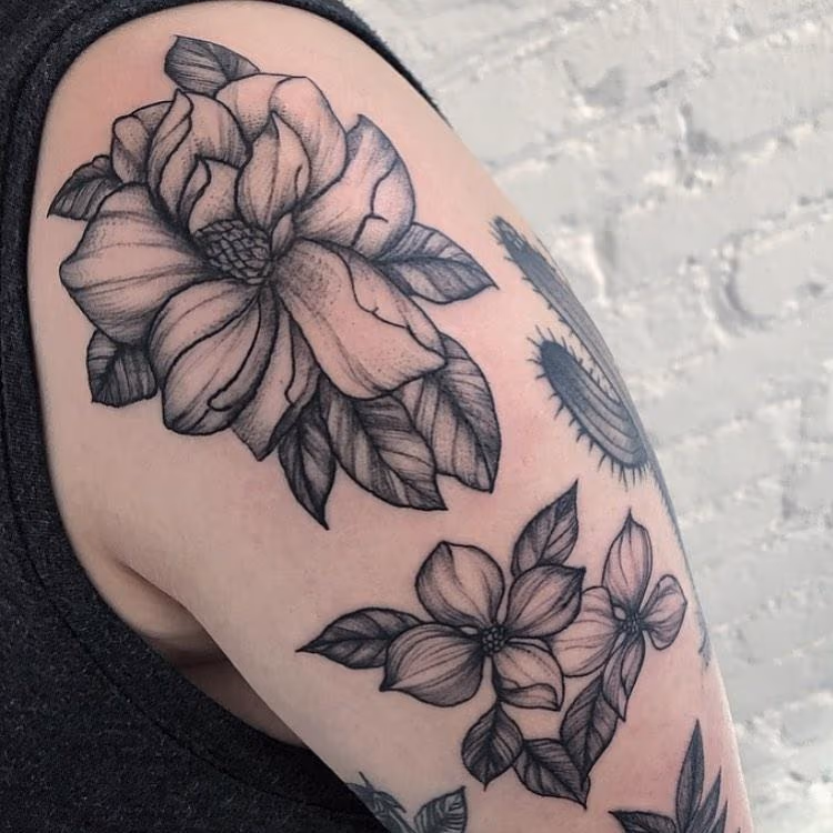 Blooming magnolia and dogwood flowers Tattoo