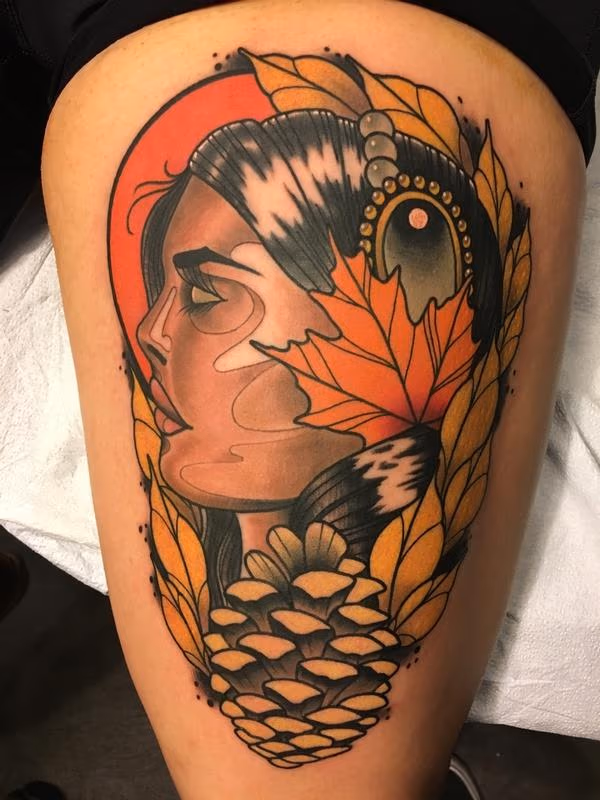 Woman - Leaves and Pinecone