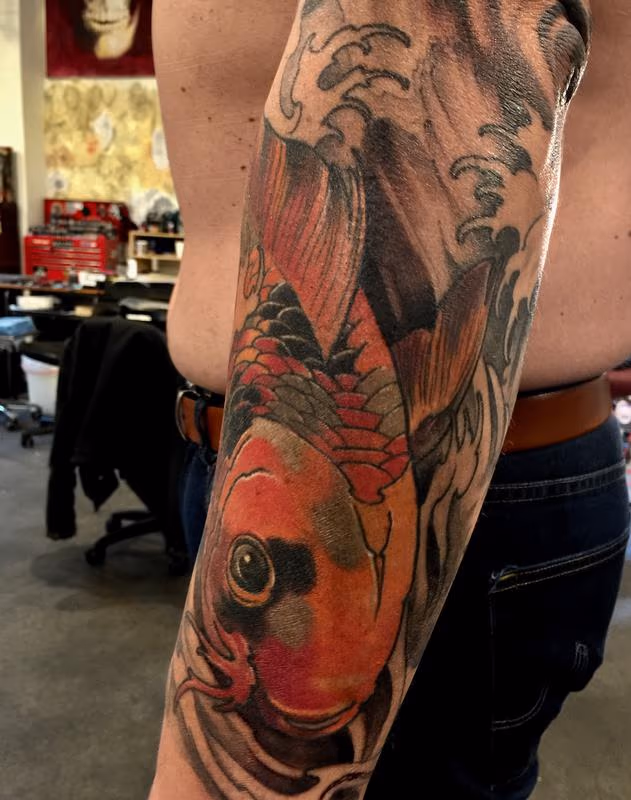 Damon Conklin Koi In Waves