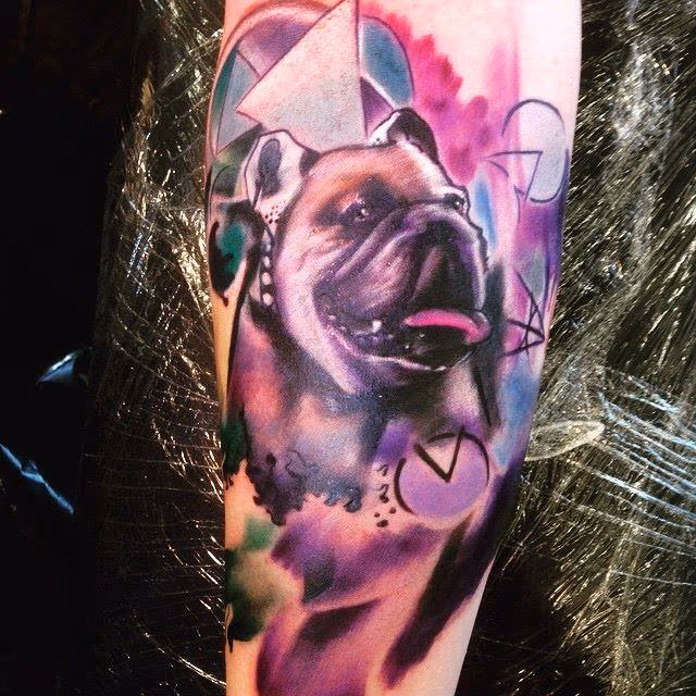 Graphic Bulldog Colour Tattoo