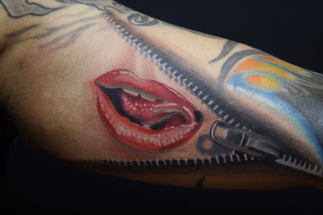 Realistic Lips Tattoo