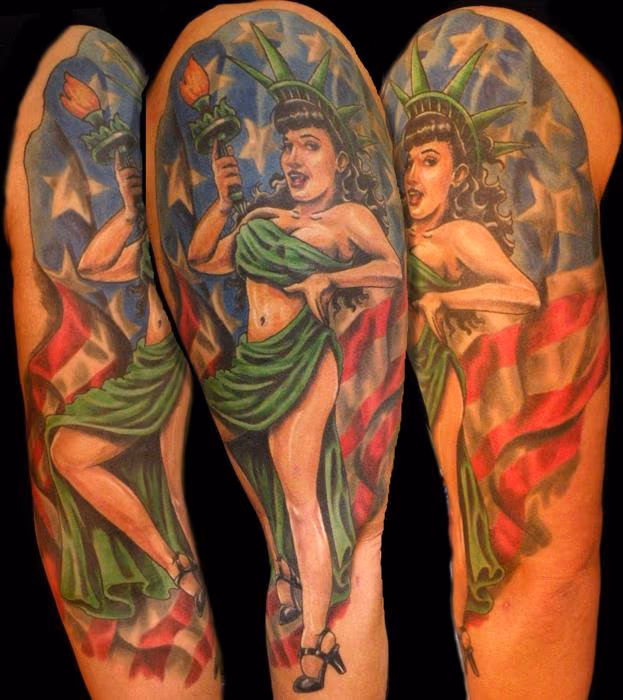 betty page pinup half sleeve