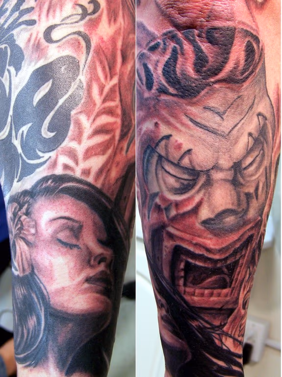 black & grey tiki pinup