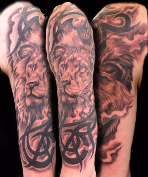 lion sleeve with tribal