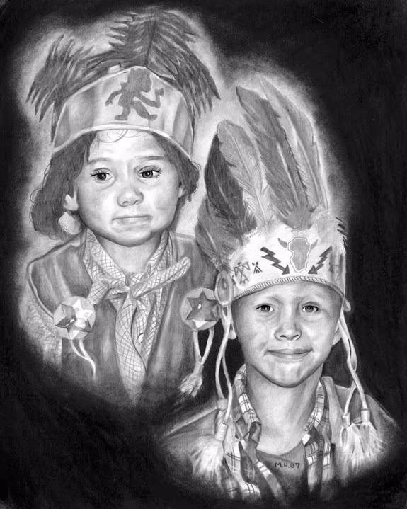 commissioned pencil and charcoal portrait