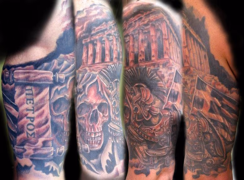 Black and Gray Greek sleeve