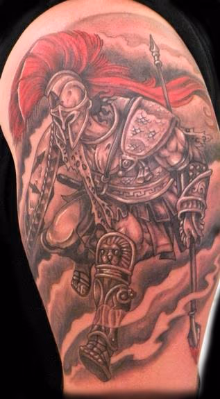 Black and Gray spartan worrior