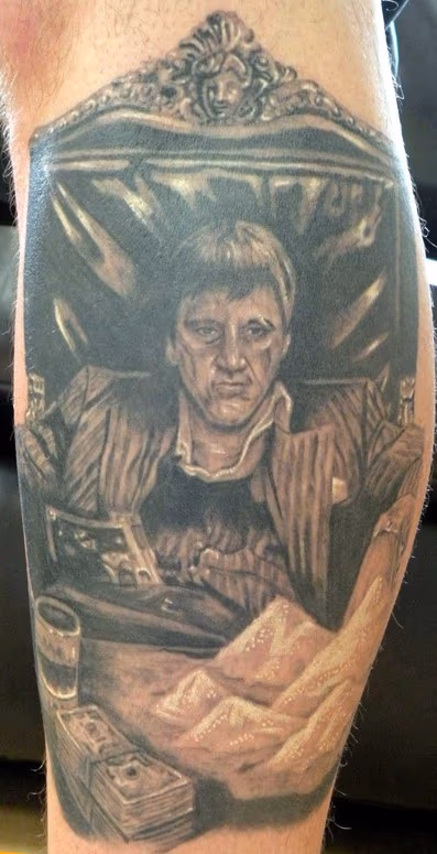 Scarface black and gray Tattoo
