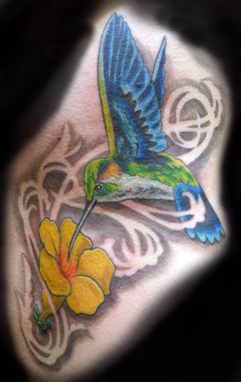 humming bird with filigree