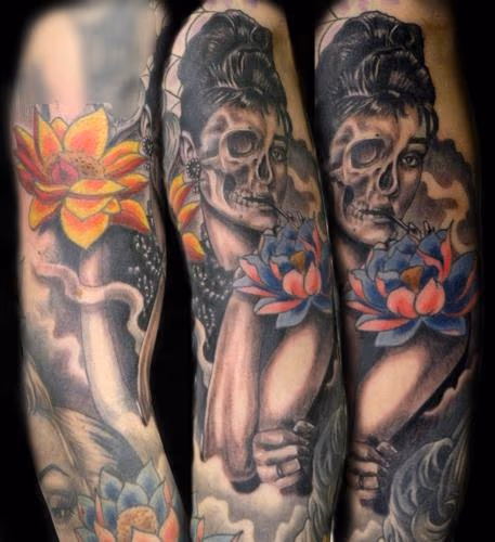 custom audrey hepburn half skull