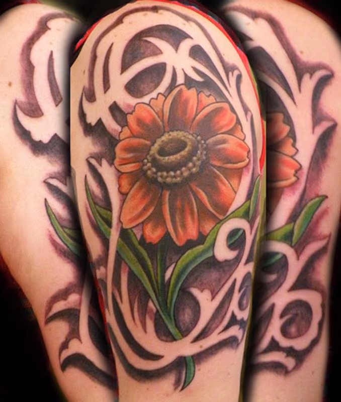 flower and filagree tattoo