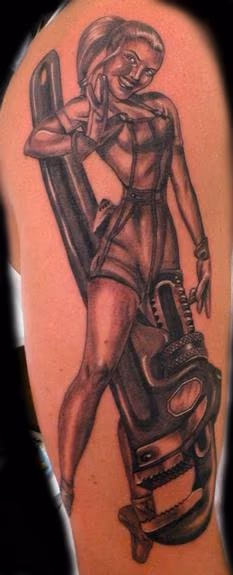 Black and Gray Pinup with wrentch