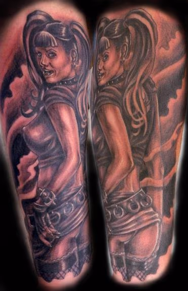 Black and gray custom Goth Girl Pinup
