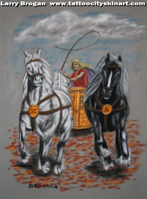 Chariot Tarot Card for Tattoo Tarot Project