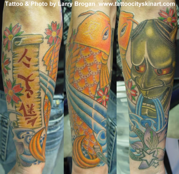 Koi and Hanya Mask half sleeve