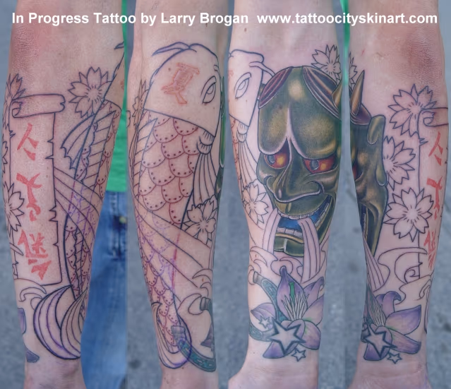 Koi and Hanya Mask Half Sleeve