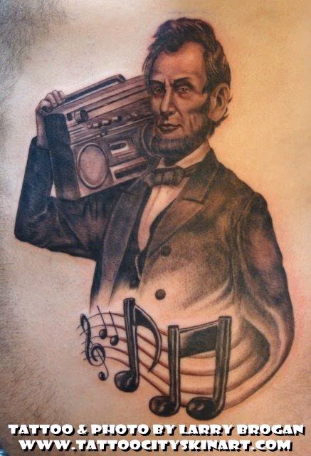Abe Lincoln rockin' the boombox