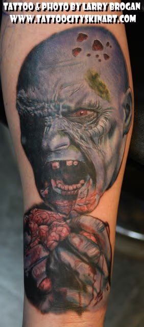 Blue Zombie Eating Brains
