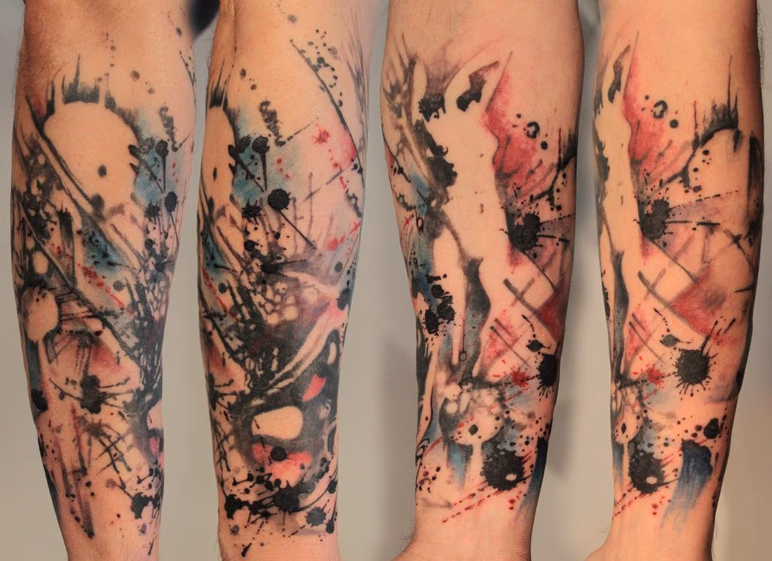 Abstract Lady Splatter Tattoo Half Sleeve