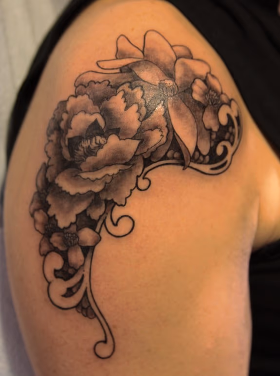 Black and Grey Flower Design
