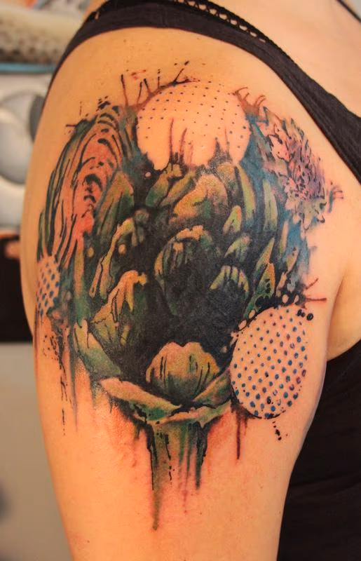 Abstract Artichoke Cover-up Tattoo