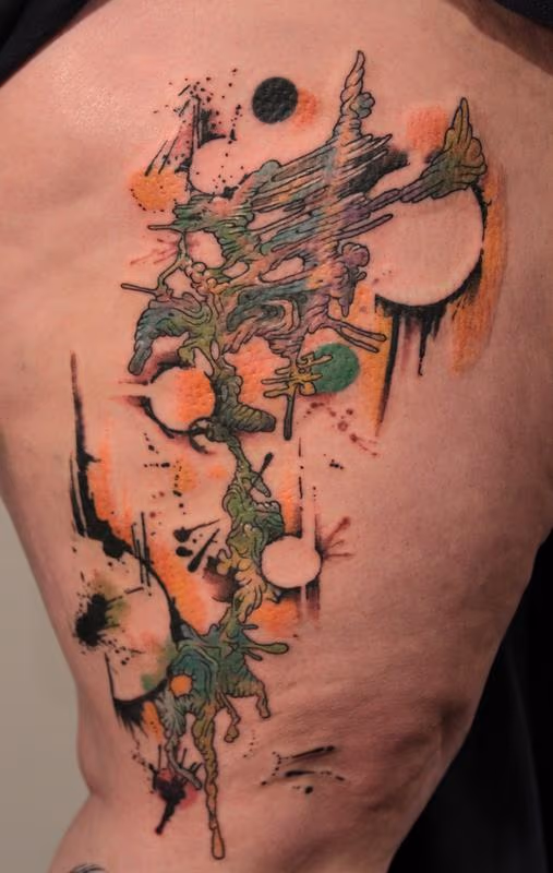 Abstract Leg Tattoo