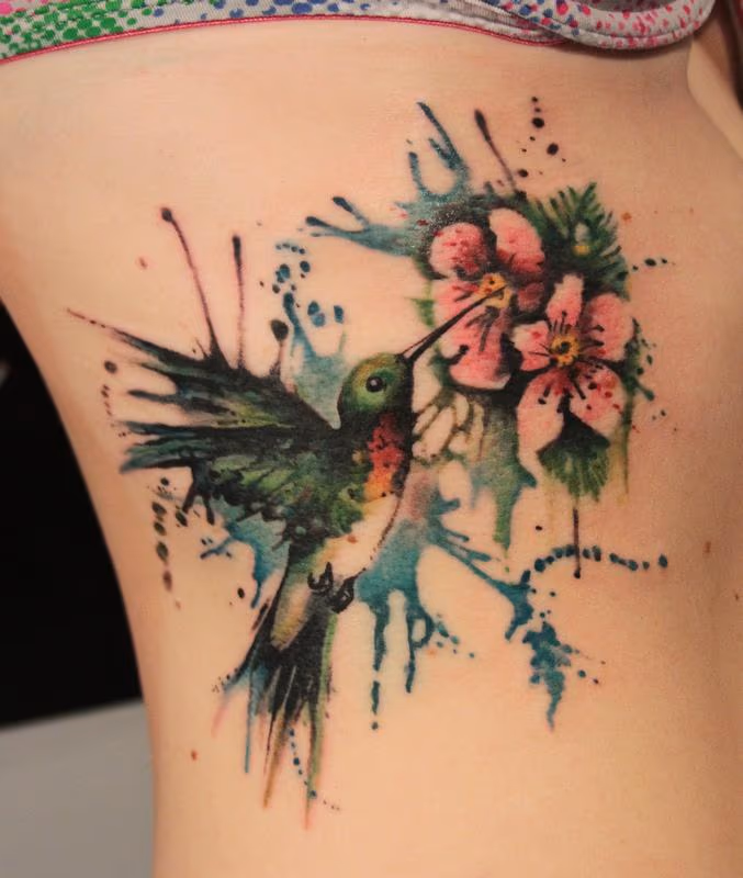 Hummingbird Blossom Tattoo
