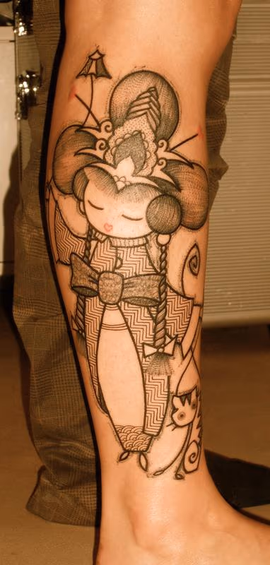 Girl and Cat Tattoo