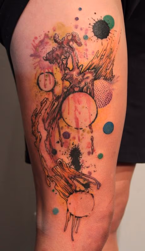 Abstract Leg Tattoo Addition