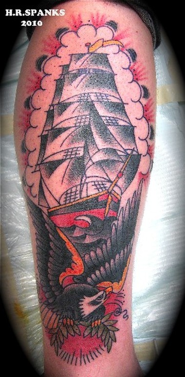 ship and eagle tattoo