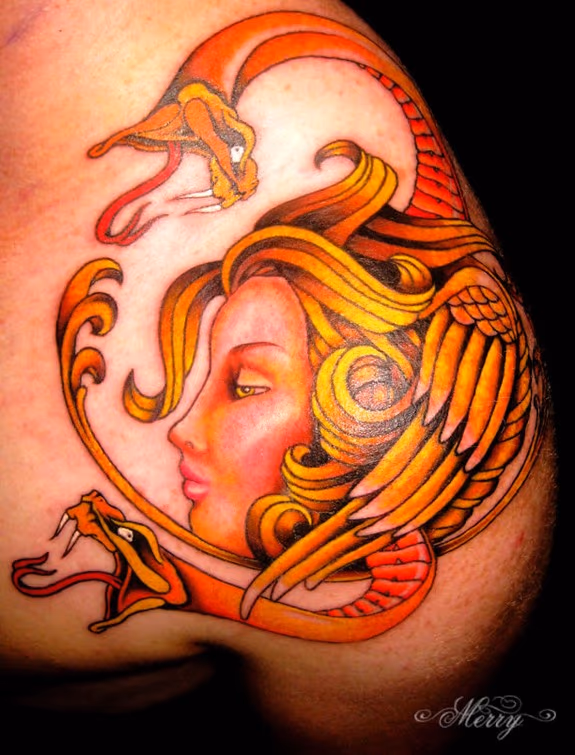 Custom Snake/Girl Tattoo