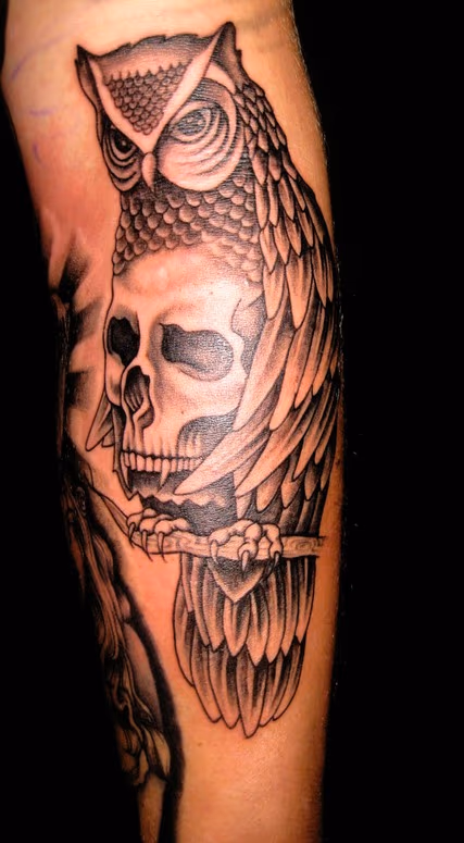 Owl and Skull Tattoo