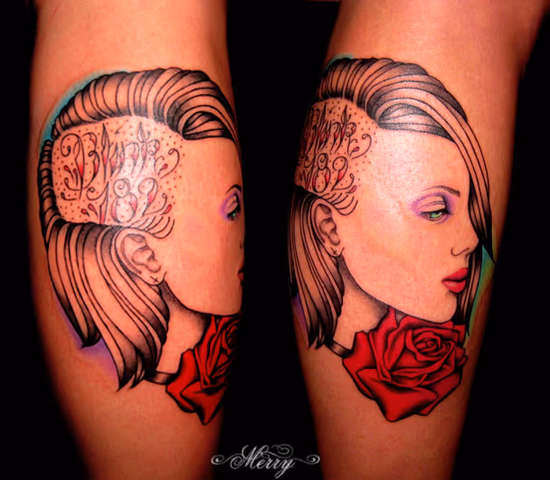 Custom Girl Profile Tattoo