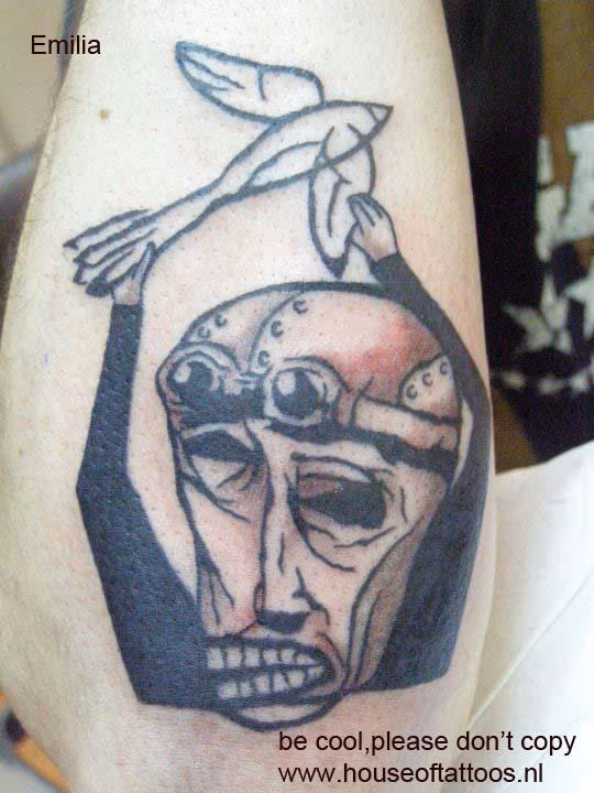 Black and Grey Bird Tattoo