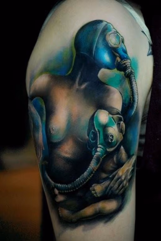 Gas mask tattoo