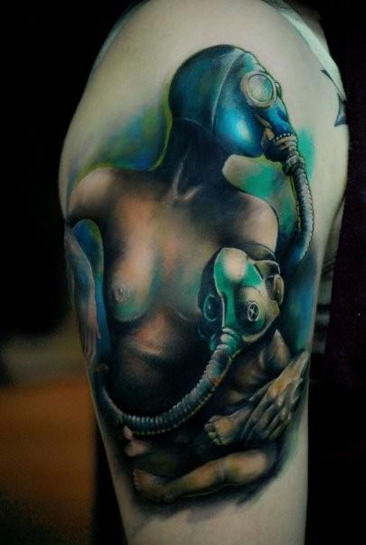 Gas mask tattoo