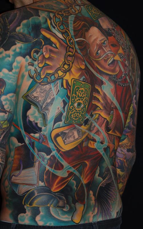 Aaron Della Vedova full back tattoo