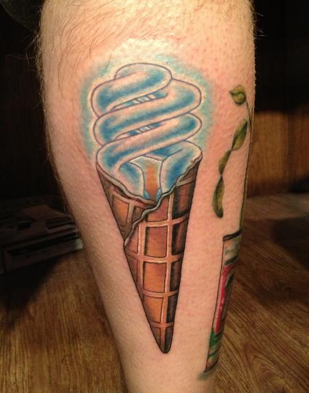 Light bulb ice cream tattoo