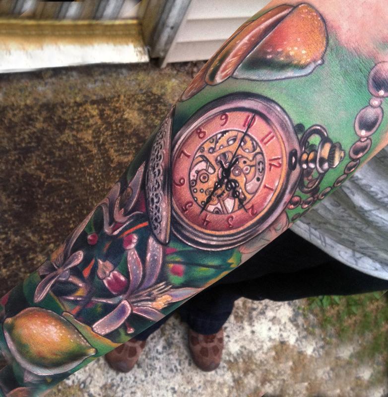 Organge Peels and Pocket Watch tattoo