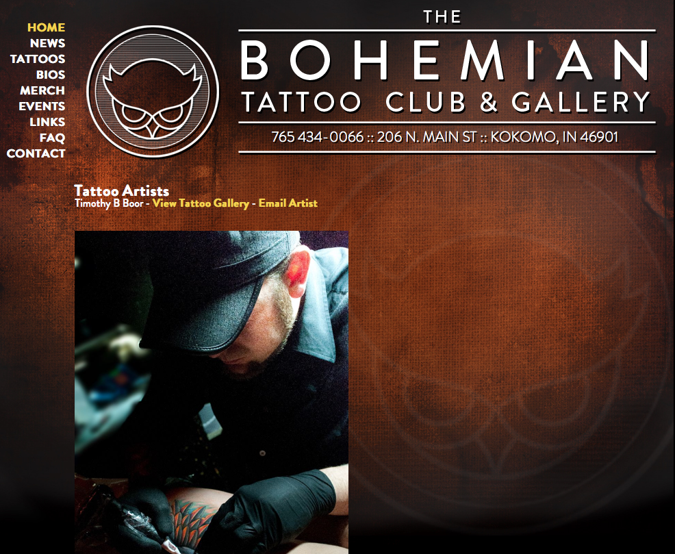 New Custom Website:Bohemian Tattoo Club