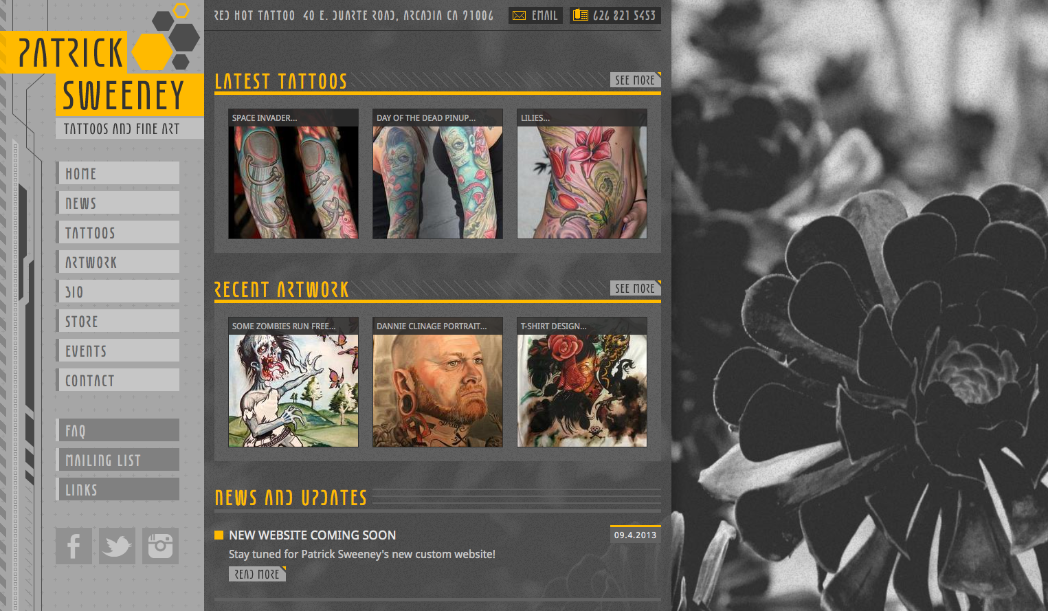 New Custom Website: PatrickSweeneyTattoos.com