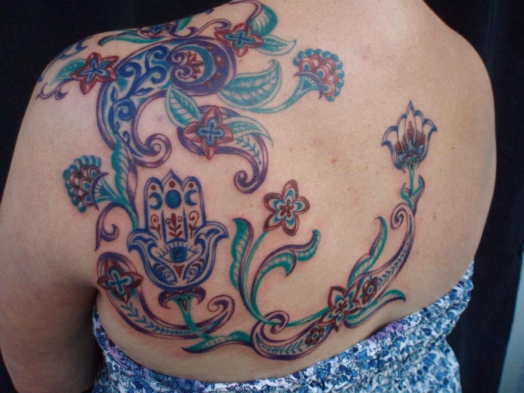 Color Flower Design Tattoo