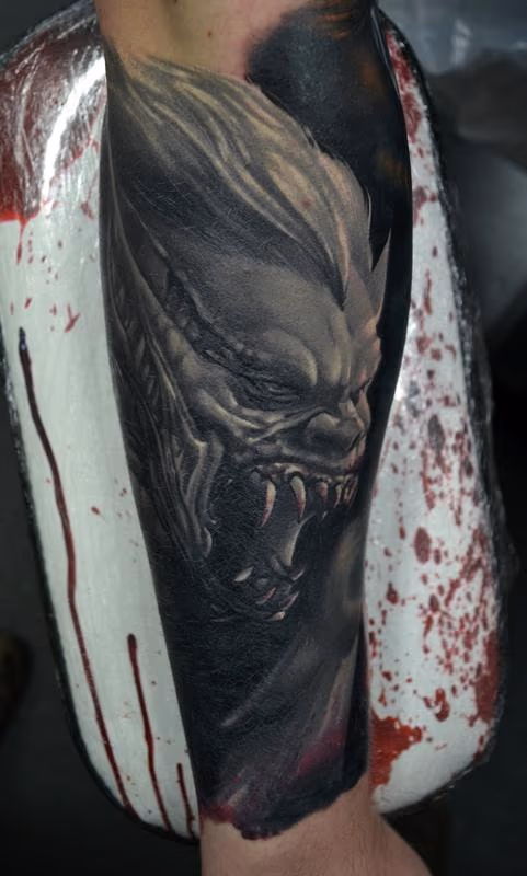 HEALED Vampire Monster Tattoo