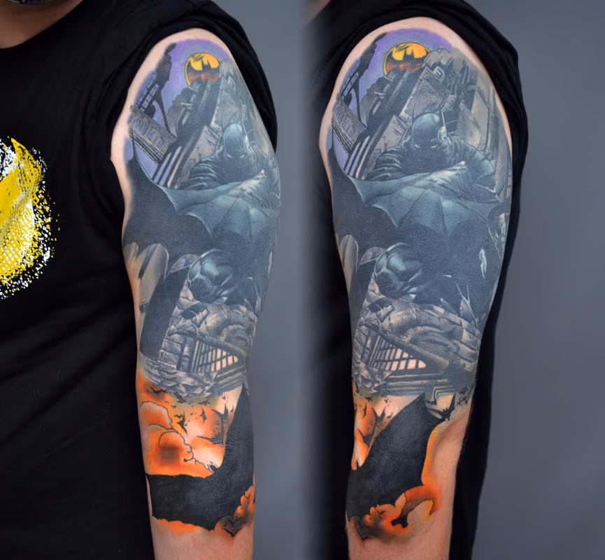 BatMan Cover up Arm Tattoo