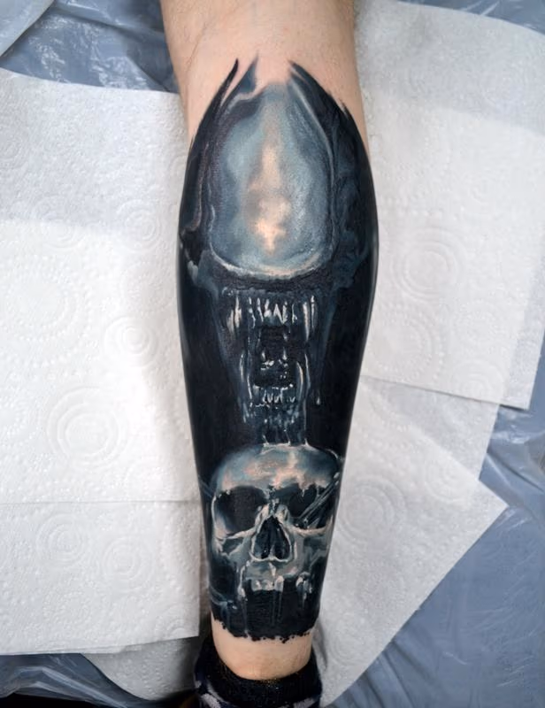Xenomorph Calf Tattoo